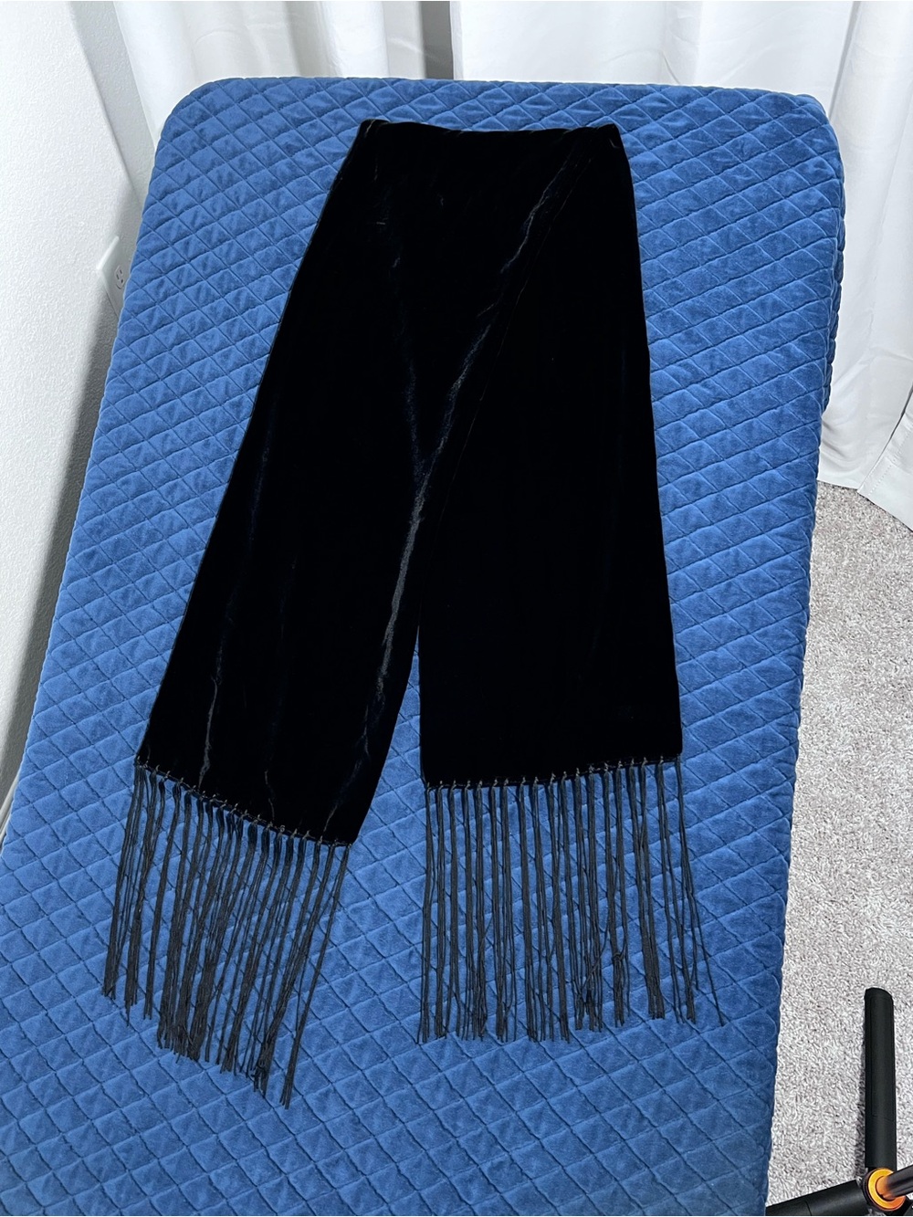 Black Velvet Style Fringe Scarf Wrap - Classic Evening Accessory - Women’s Scarf